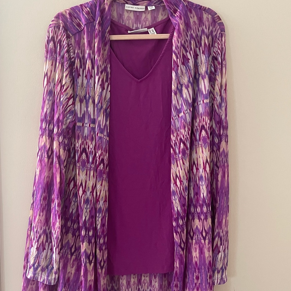 Susan Graver tank top and cardigan